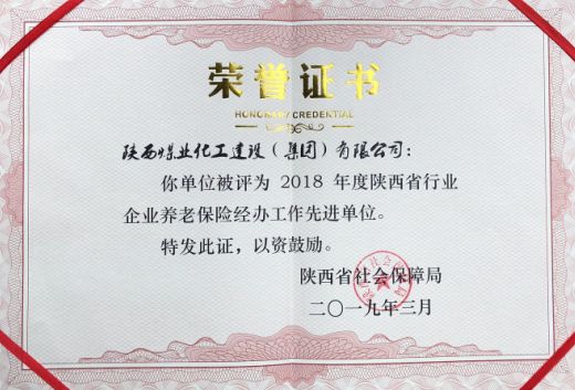 陜煤建設榮獲省級養(yǎng)老保險經(jīng)辦工作先進單位