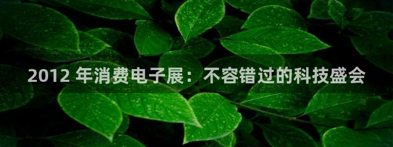 凯发k8娱乐官网app下载体育|2012 年消费电子展:不容错过的科技盛会
